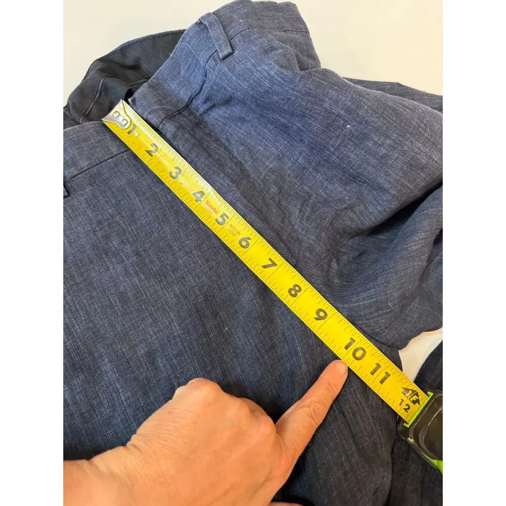 COS 100% linen straight leg cropped ankle pant navy EU 34 US 4 lined